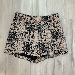 J.Crew Trouser Short Zipper w/ Pockets Animal Print Tan Black Pink Womens Sz 14‎